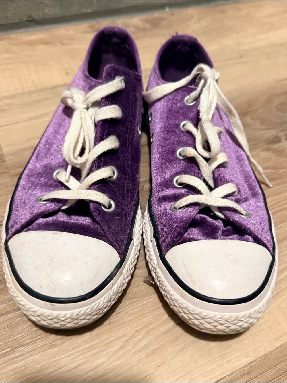Converse Women's Purple Velvet Low-Top Sneakers with White Accents